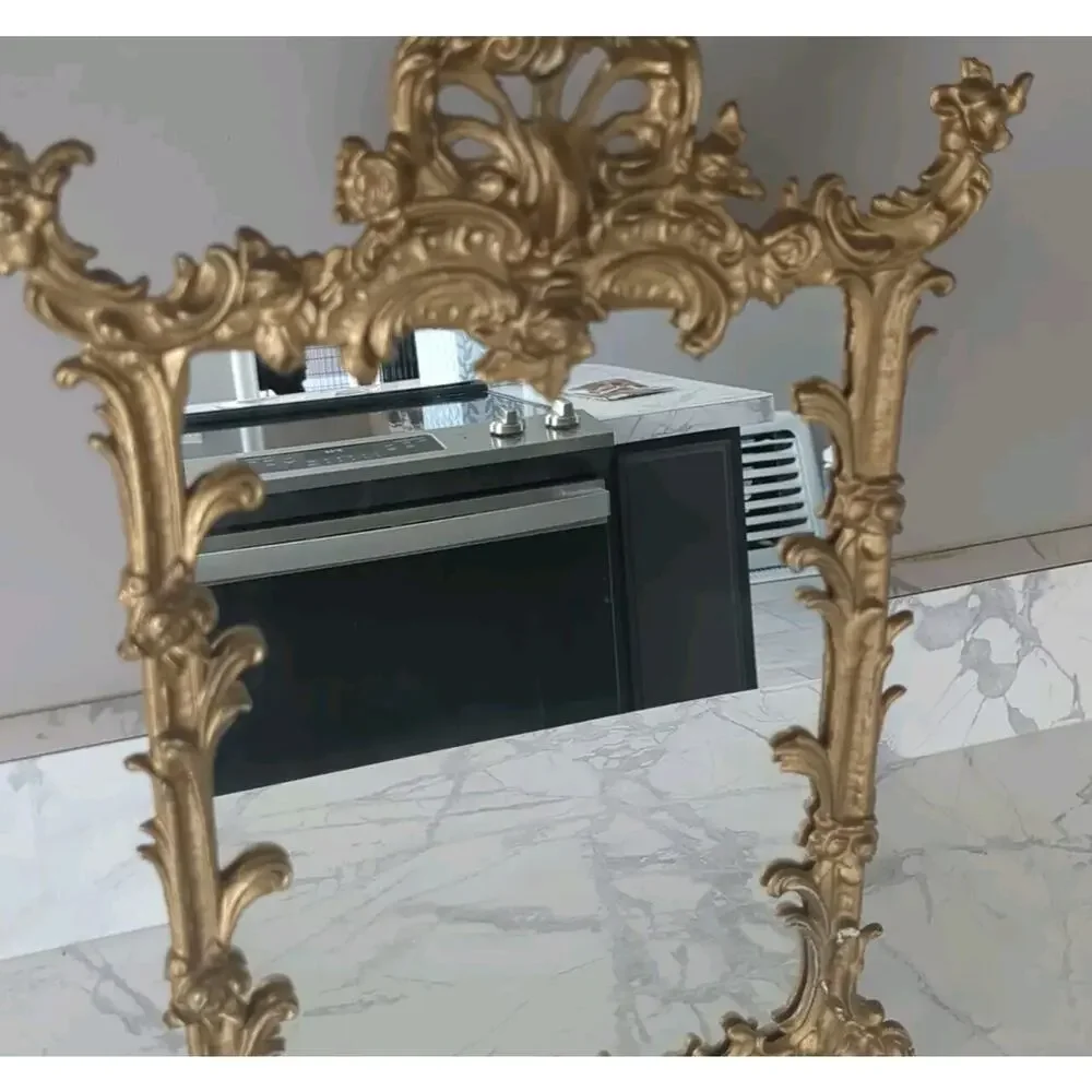 Victorian Ornate Cast Iron Art Picture Mirror Frame Wall Hanging / Stand It Up